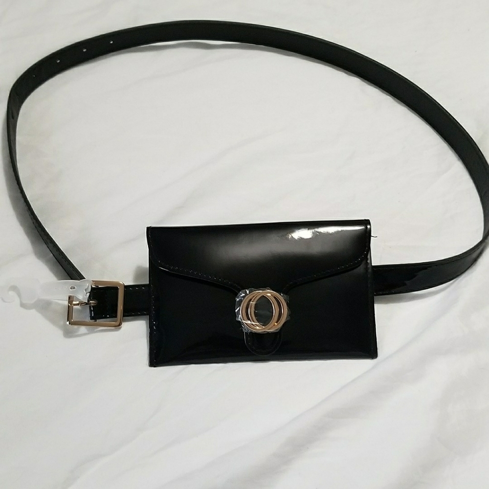 Patent Leather Black Purse Belt